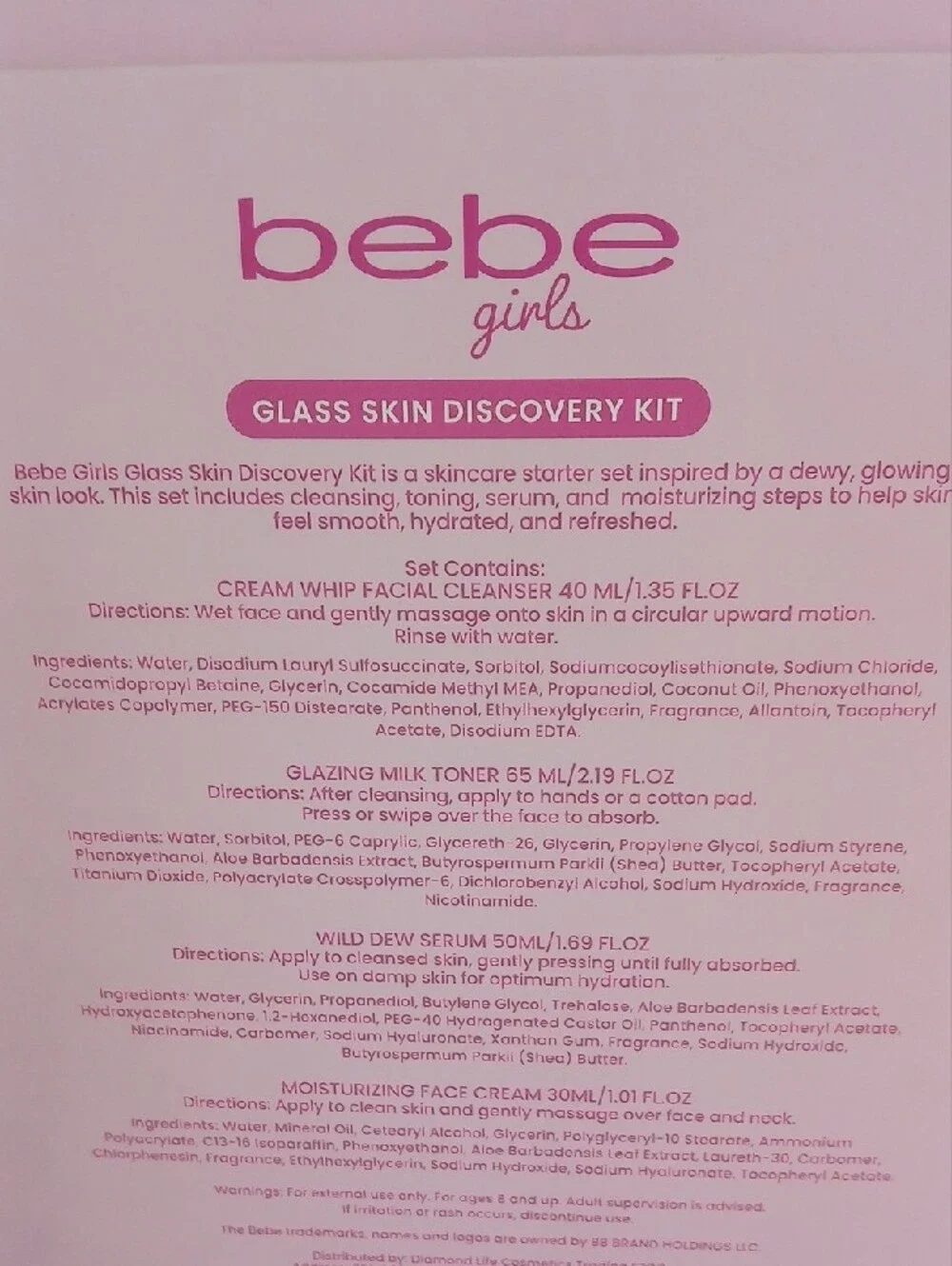Bebe Girls Glass Skin Discovery Kit